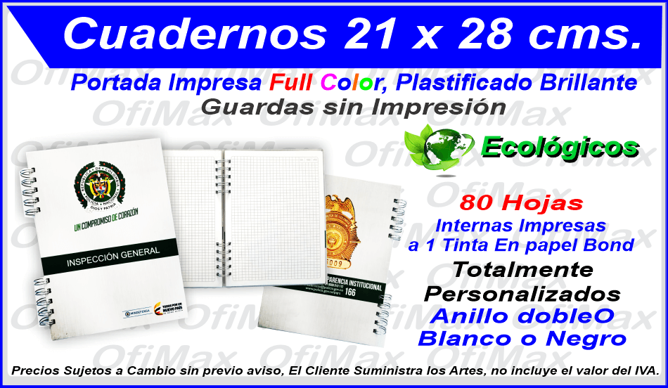 cuadernos publicitarios para empresas 21x28, bogota, colombia